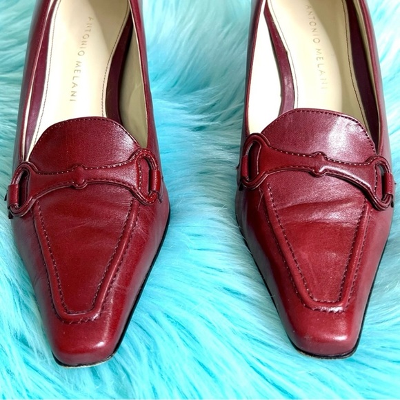 ⭐️ Antonio Melani Vintage Burgundy LEATHER Kitten Heels Women’s 6 - Picture 10 of 13